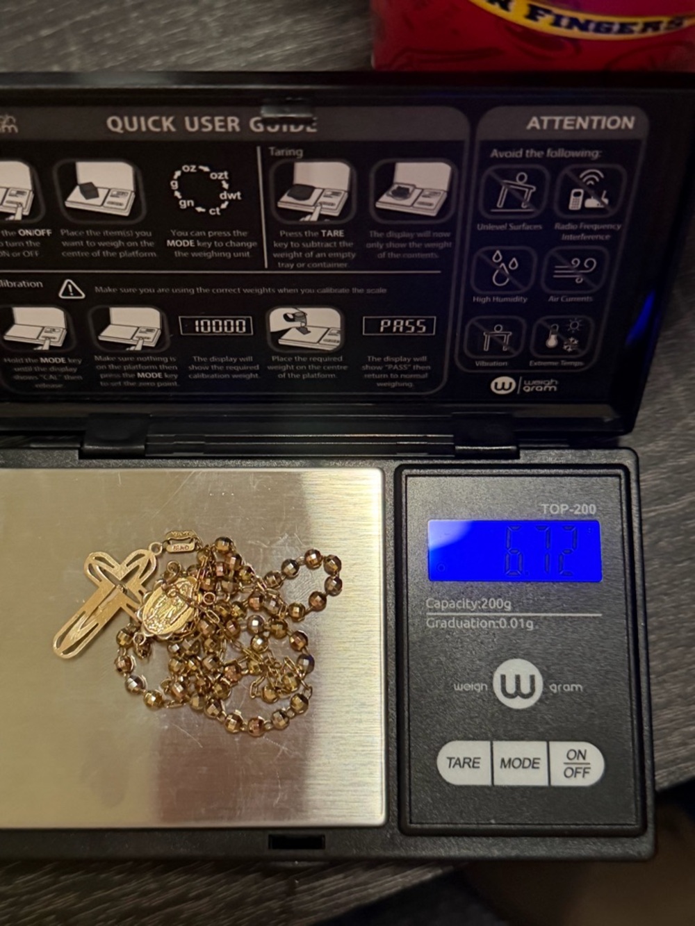 Gold-Tone Rosary Pendant Necklace - Elegant Religious Jewelry 14k solid gold - Picture 3 of 3